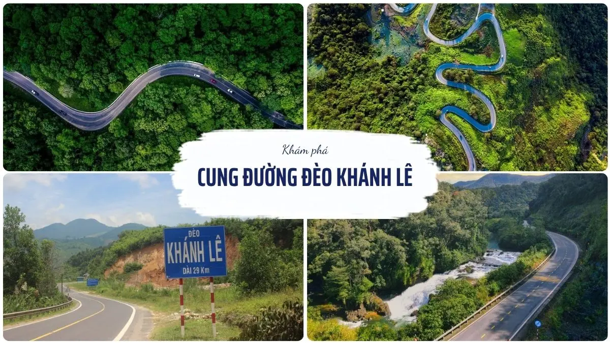 Toàn cảnh cung đường đèo Khánh Lê uốn lượn qua những dãy núi xanh mướt, nối liền Nha Trang và Đà Lạt vào một buổi sáng đẹp trời