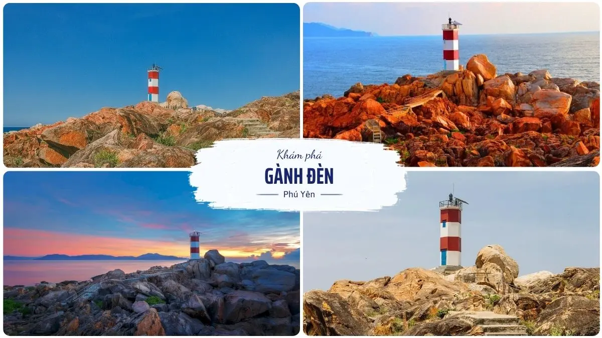 Hải đăng Gành Đèn nổi bật bên bờ biển Phú Yên
