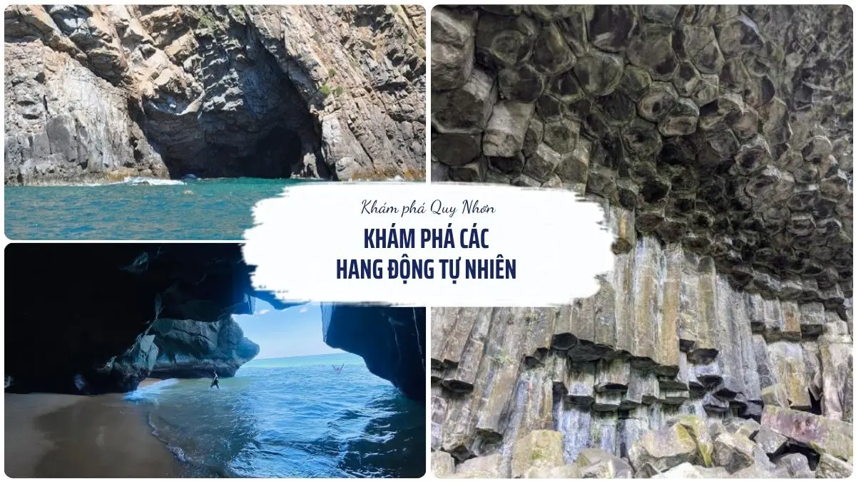 Các hang động tự nhiên tại Eo Gió Quy Nhơn với vách đá độc đáo và khung cảnh biển hoang sơ