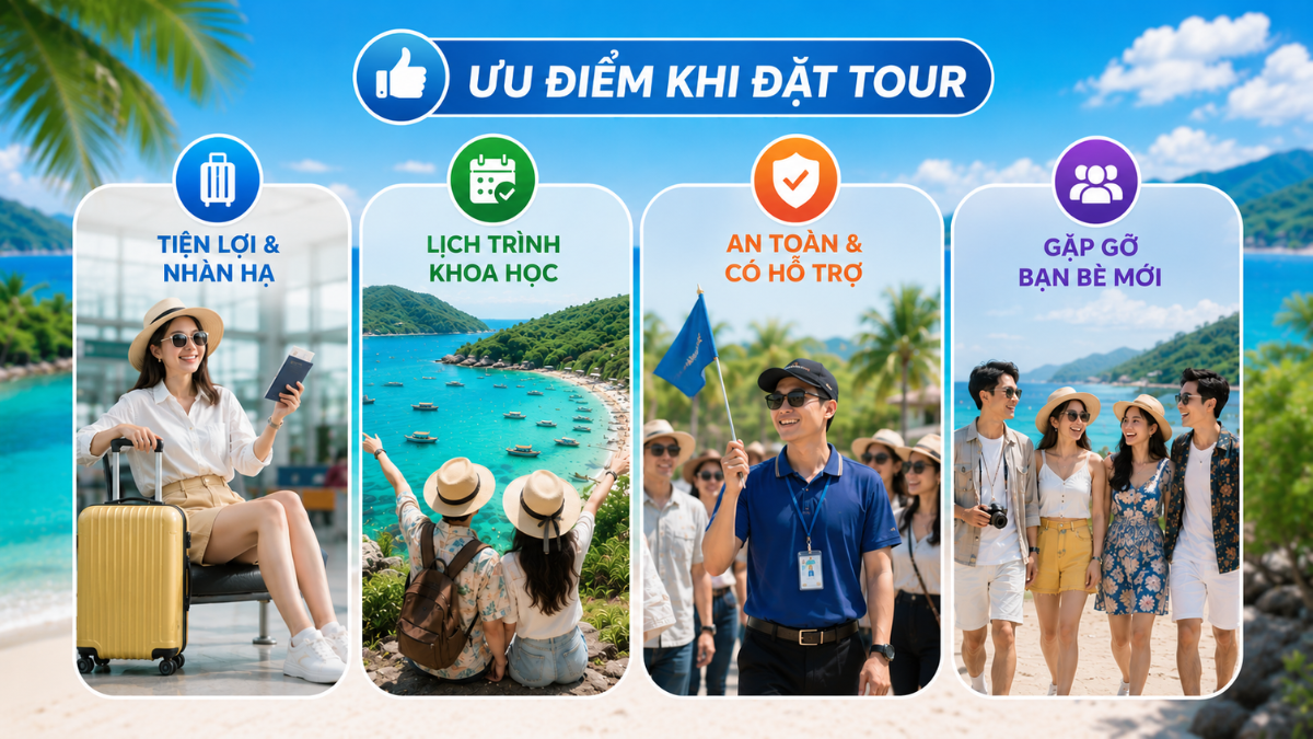 Du khách tham gia tour Nha Trang trọn gói cùng hướng dẫn viên chuyên nghiệp và lịch trình được sắp xếp khoa học