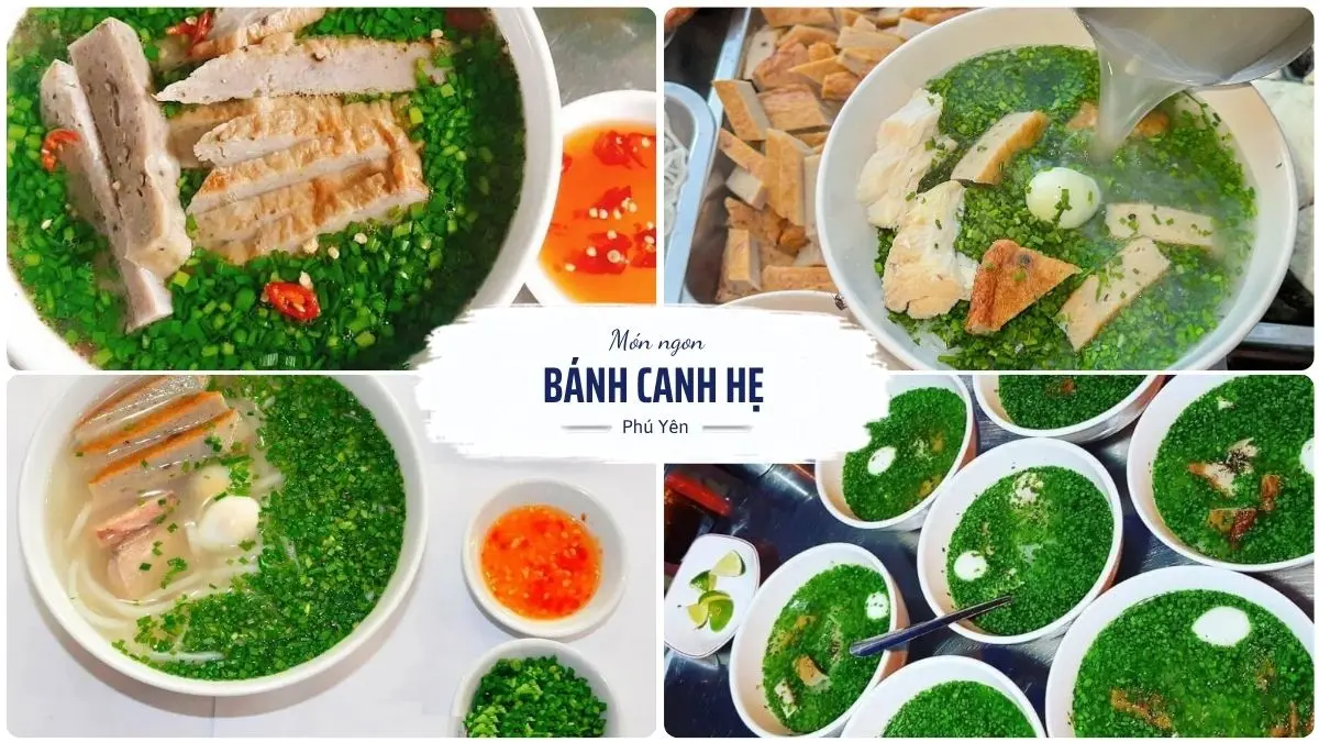 Bánh canh hẹ Phú Yên với chả cá tươi ngon, nước dùng thanh ngọt và lớp hẹ xanh phủ kín mặt tô