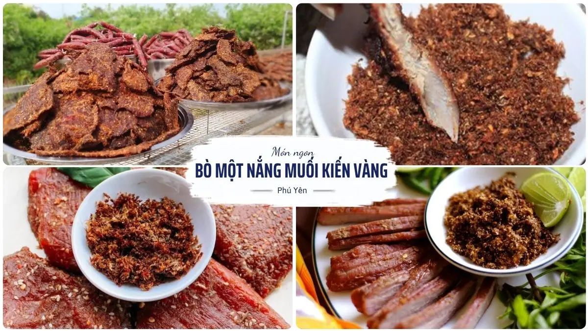 Bò một nắng Phú Yên ăn kèm muối kiến vàng, đặc sản nổi tiếng với hương vị đậm đà và độc đáo