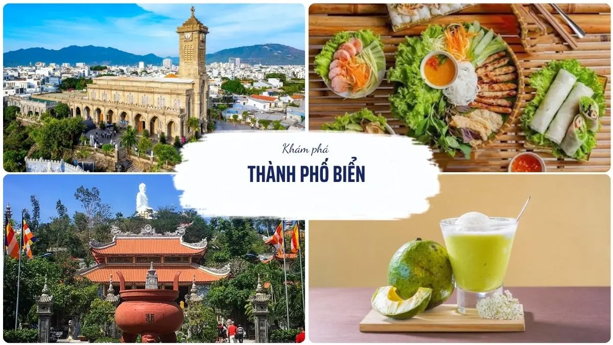 Hình ảnh tổng hợp ngày đầu khám phá Nha Trang với Nhà thờ Đá, Chùa Long Sơn, chợ đêm và các món đặc sản nổi tiếng