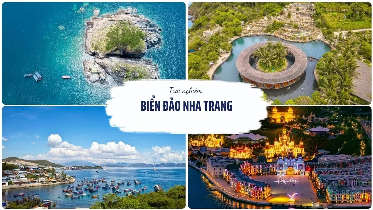 Hình ảnh tổng hợp Hòn Mun, Hòn Tằm, Làng Chài và các hoạt động vui chơi, lặn ngắm san hô trong tour đảo Nha Trang